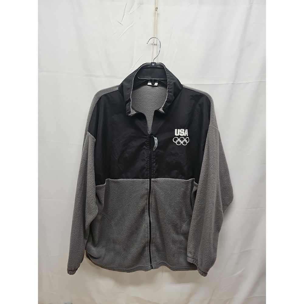 United States Olympic Committee Fleece Jacket Men's Size L Black/Gray USA
